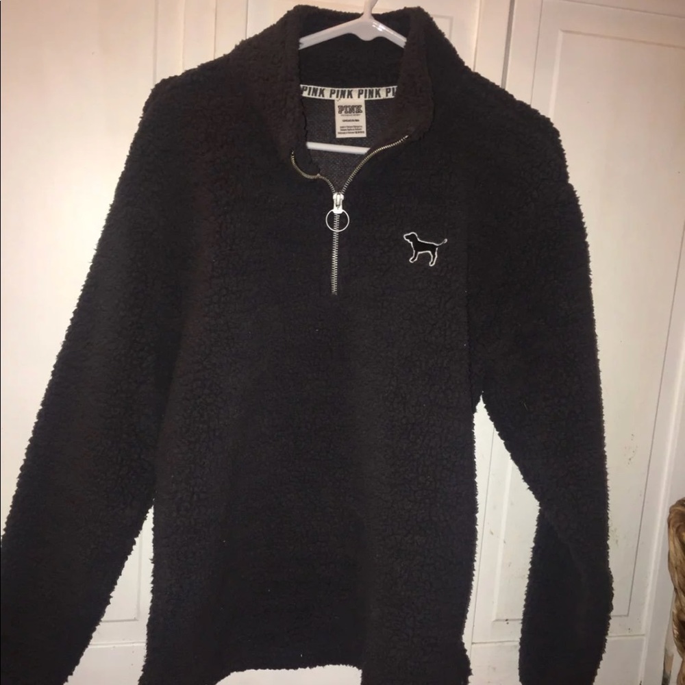 PINK fluffy quarter zip sherpa